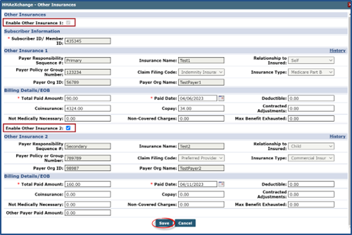 Other Insurance Window - Add Secondary Insurance